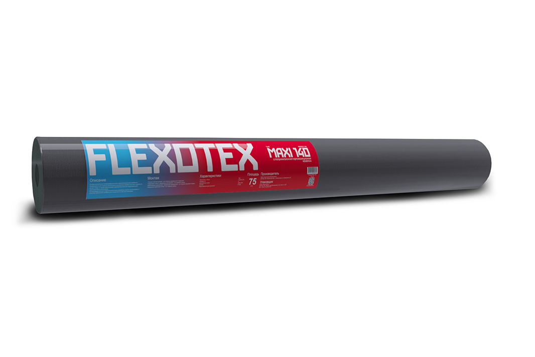 Подкровельные пленки и мембраны Подкровельные пленки и мембраны FLEXOTEX Супердиффузионная гидроизоляционная мембрана (140 г/м2) Flexotex Maxi 140
