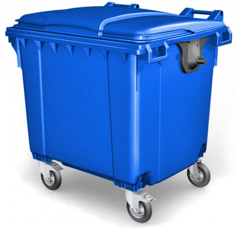 Мусорные контейнеры Пластиковые контейнеры для мусора с крышкой 1100 л Пластиковый контейнер с крышкой 1100 л. синий