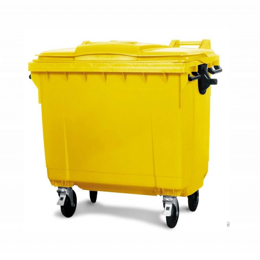 Мусорные контейнеры Пластиковые контейнеры для мусора с крышкой 1100 л Пластиковый контейнер с крышкой 1100 л. желтый